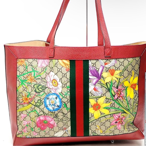 Large Gucci flora tote. 16.9" wide by 12.9" tall. Approx - Picture 9 of 9